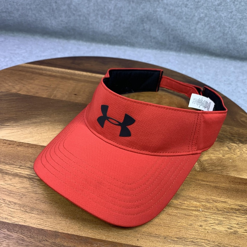 Under Armour‎ Hat Visor Strap Back Youth One Size Red Logo Golf Sports Athletic